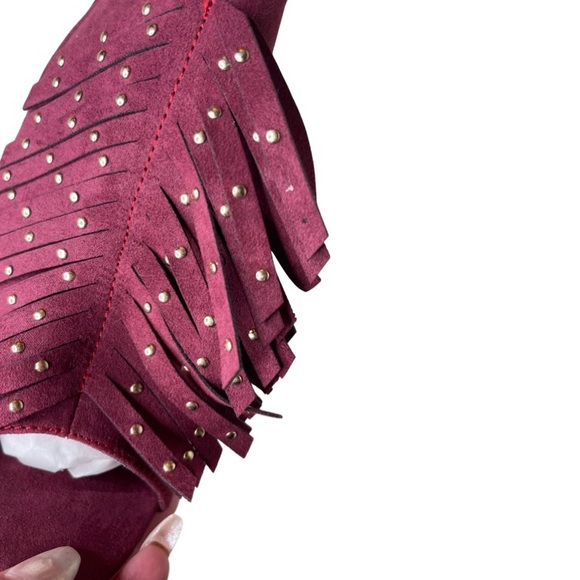 Ashley Stewart Fringe Burgundy Heels - Picture 5 of 6
